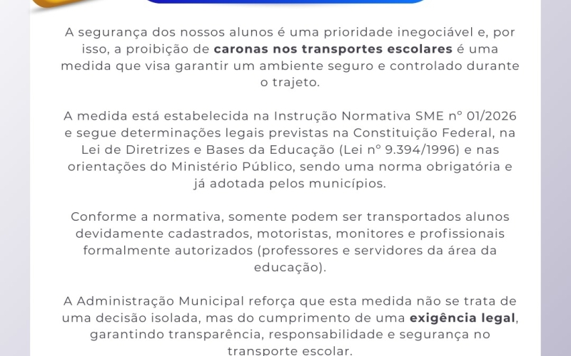 Proibição de caronas nos transportes escolares
